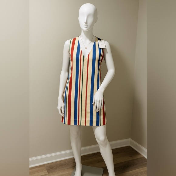 Pomander Place Kira Stripe Mini Dress XS NWT Cotton Lined Coastal Preppy Chic - Picture 4 of 10